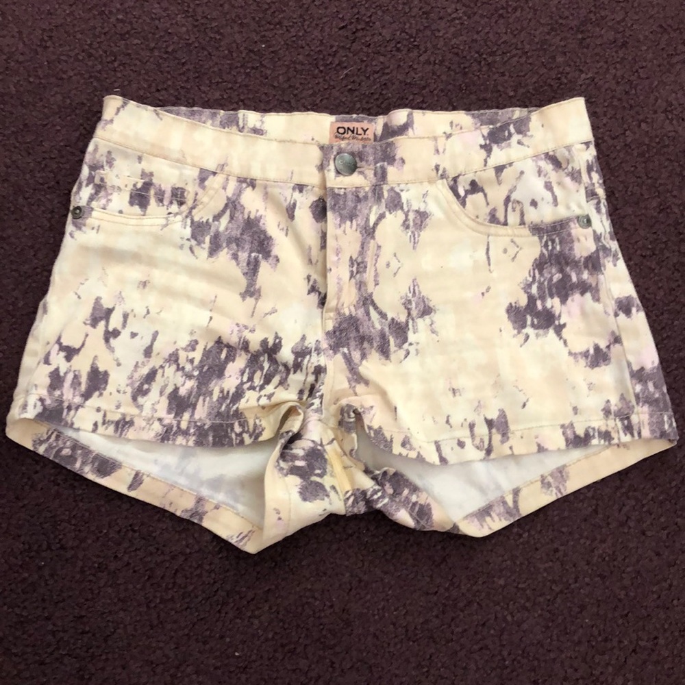 Baby Pink with Purple Splash Shorts (mid rise)
